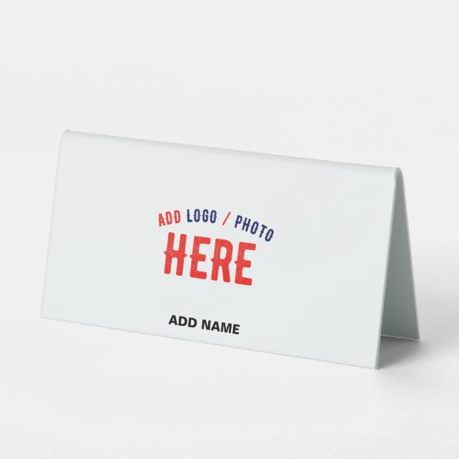 STYLISH MODERN CUSTOMIZABLE WHITE VERIFIED BRANDED TABLE TENT (Front)