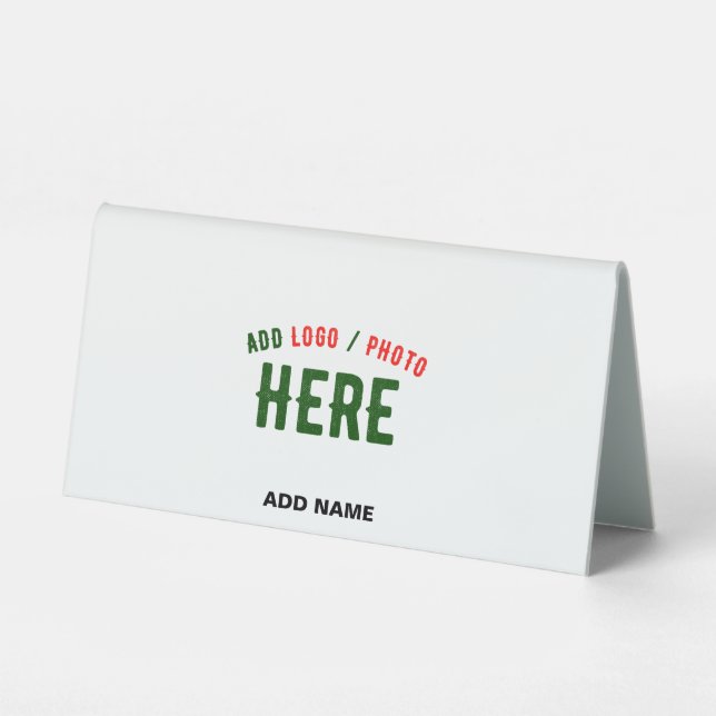 STYLISH MODERN CUSTOMIZABLE WHITE VERIFIED BRANDED TABLE TENT (Front)