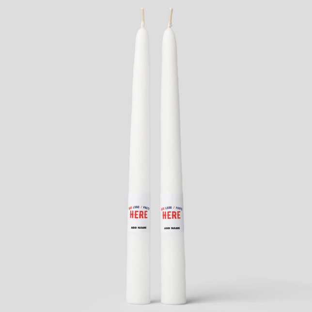STYLISH MODERN CUSTOMIZABLE WHITE VERIFIED BRANDED TAPER CANDLE (Front)
