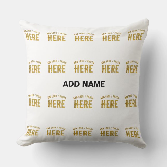 STYLISH MODERN CUSTOMIZABLE WHITE VERIFIED BRANDED THROW PILLOW (Front)