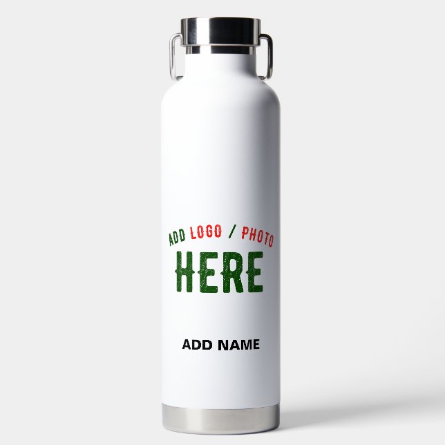 STYLISH MODERN CUSTOMIZABLE WHITE VERIFIED BRANDED WATER BOTTLE (Front)