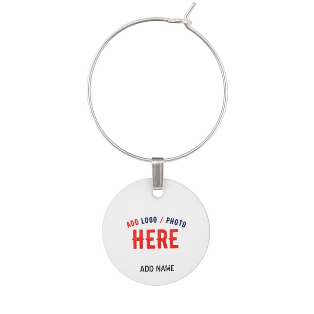 STYLISH MODERN CUSTOMIZABLE WHITE VERIFIED BRANDED WINE CHARM (Front)
