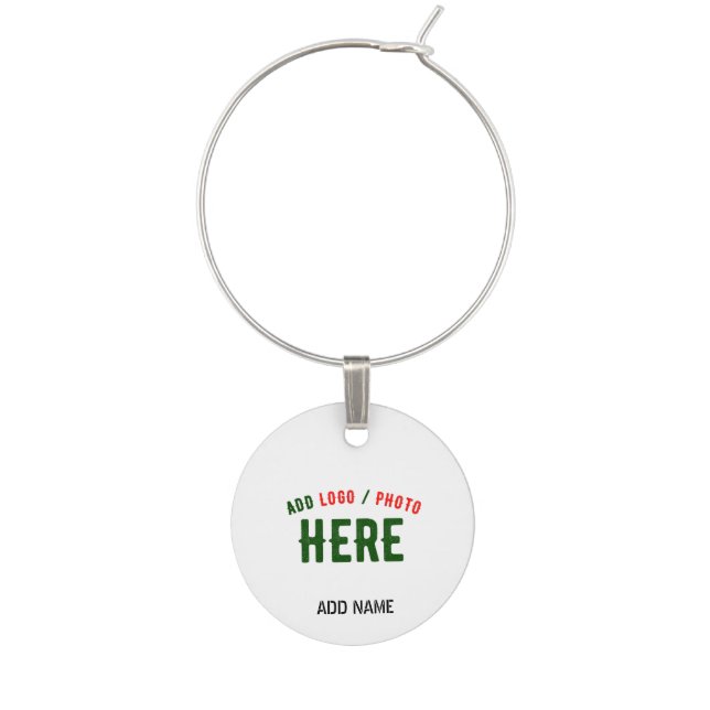 STYLISH MODERN CUSTOMIZABLE WHITE VERIFIED BRANDED WINE CHARM (Front)