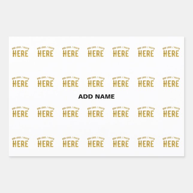 STYLISH MODERN CUSTOMIZABLE WHITE VERIFIED BRANDED WRAPPING PAPER SHEETS (Front)