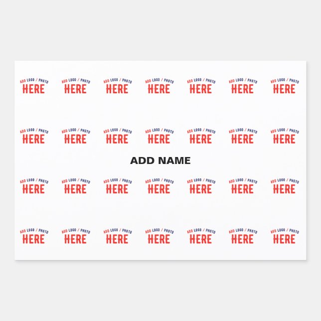 STYLISH MODERN CUSTOMIZABLE WHITE VERIFIED BRANDED WRAPPING PAPER SHEETS (Front)