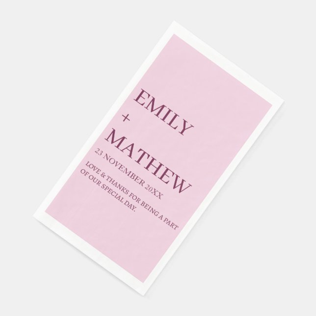 STYLISH MODERN CUSTOMIZED ELEGANT CLASSIC WEDDING  PAPER GUEST TOWELS (Corner)