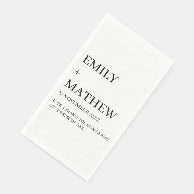 STYLISH MODERN CUSTOMIZED ELEGANT CLASSIC WEDDING  PAPER GUEST TOWELS (Corner)