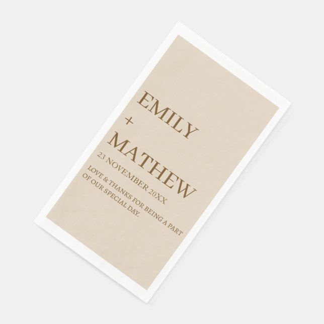 STYLISH MODERN CUSTOMIZED ELEGANT CLASSIC WEDDING  PAPER GUEST TOWELS (Corner)