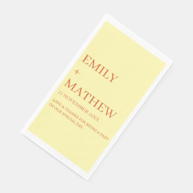 STYLISH MODERN CUSTOMIZED ELEGANT CLASSIC WEDDING  PAPER GUEST TOWELS (Corner)