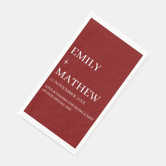 STYLISH MODERN CUSTOMIZED ELEGANT CLASSIC WEDDING  PAPER GUEST TOWELS (Corner)