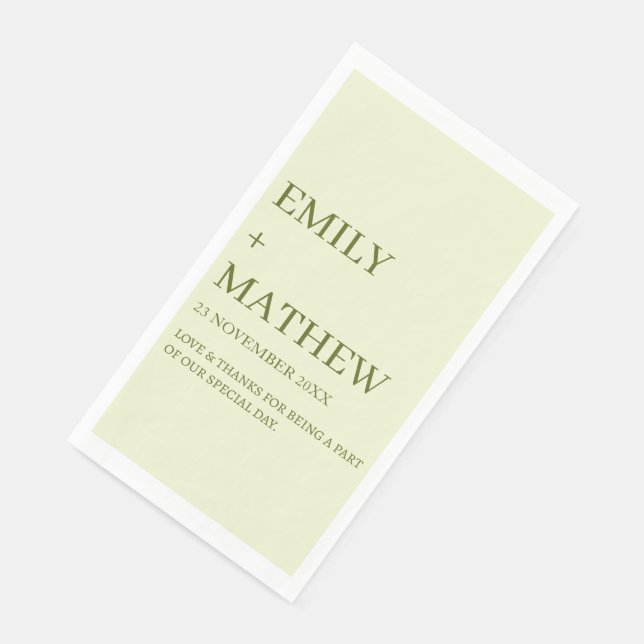 STYLISH MODERN CUSTOMIZED ELEGANT CLASSIC WEDDING  PAPER GUEST TOWELS (Corner)