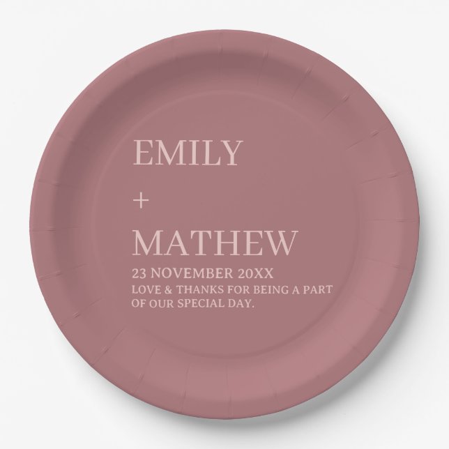 STYLISH MODERN CUSTOMIZED ELEGANT CLASSIC WEDDING  PAPER PLATES (Front)