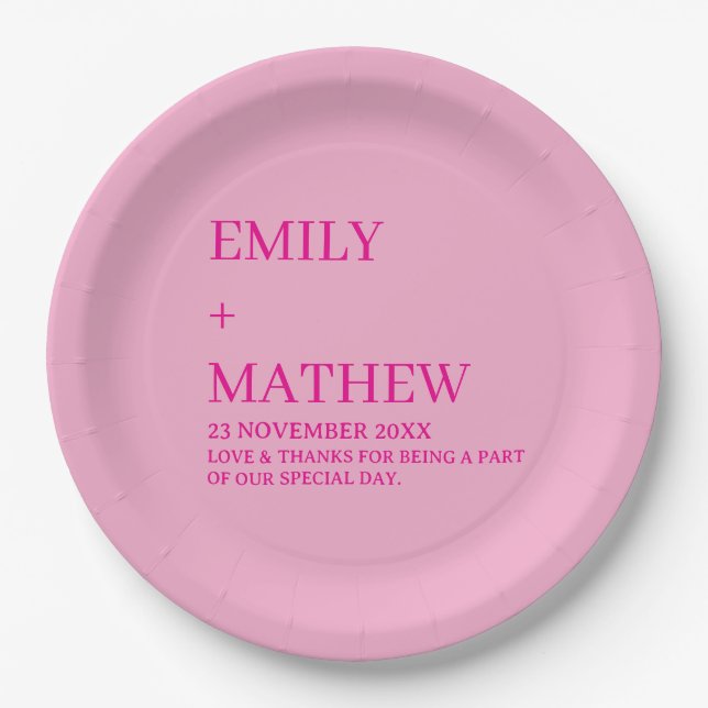 STYLISH MODERN CUSTOMIZED ELEGANT CLASSIC WEDDING  PAPER PLATES (Front)
