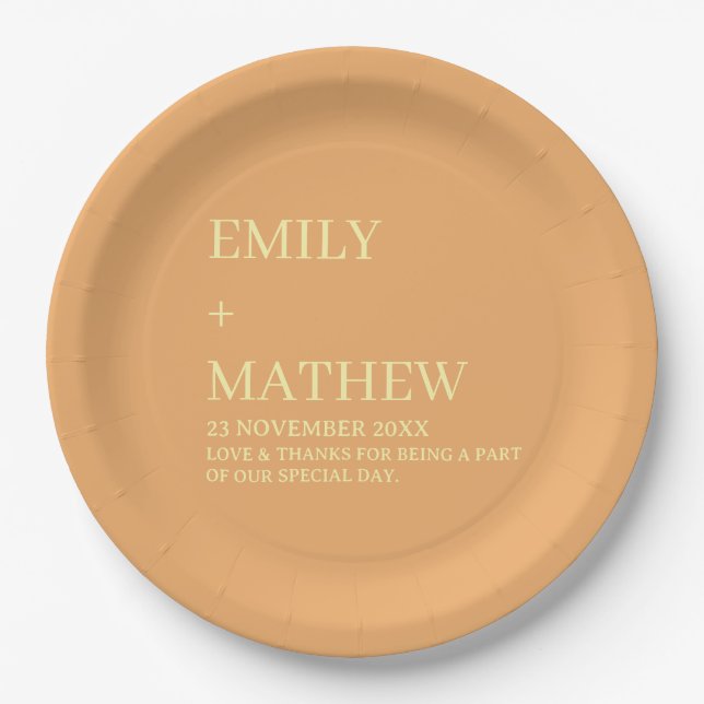 STYLISH MODERN CUSTOMIZED ELEGANT CLASSIC WEDDING  PAPER PLATES (Front)