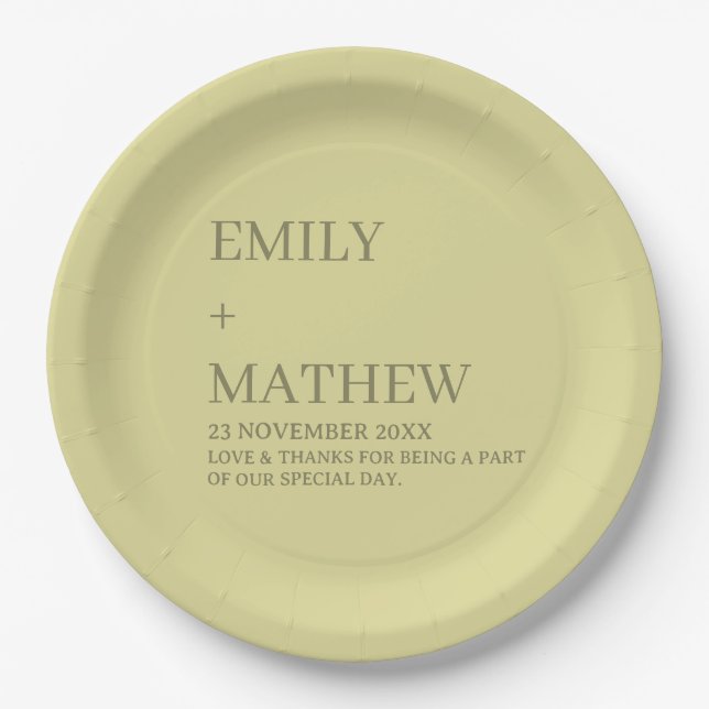 STYLISH MODERN CUSTOMIZED ELEGANT CLASSIC WEDDING  PAPER PLATES (Front)