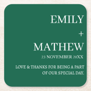 STYLISH MODERN CUSTOMIZED ELEGANT CLASSIC WEDDING SQUARE PAPER COASTER