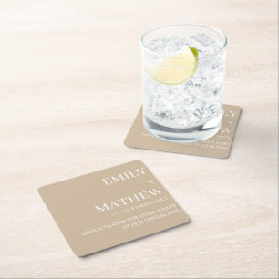 STYLISH MODERN CUSTOMIZED ELEGANT CLASSIC WEDDING SQUARE PAPER COASTER