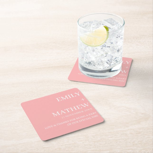 STYLISH MODERN CUSTOMIZED ELEGANT CLASSIC WEDDING  SQUARE PAPER COASTER (Insitu)