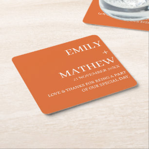 STYLISH MODERN CUSTOMIZED ELEGANT CLASSIC WEDDING SQUARE PAPER COASTER