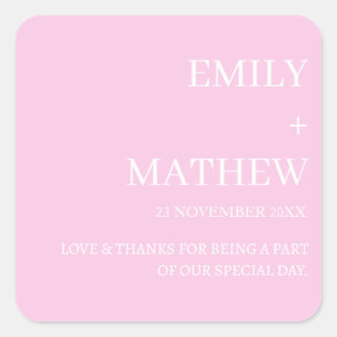 STYLISH MODERN CUSTOMIZED ELEGANT CLASSIC WEDDING SQUARE STICKER