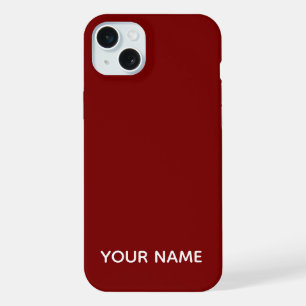 STYLISH MODERN CUSTOMIZED NAME BURGUNDY COLOUR iPhone 15 PLUS CASE
