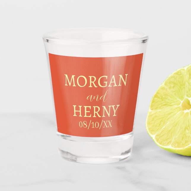  STYLISH MODERN CUSTOMIZED NAME WEDDING  SHOT GLASS (Front)