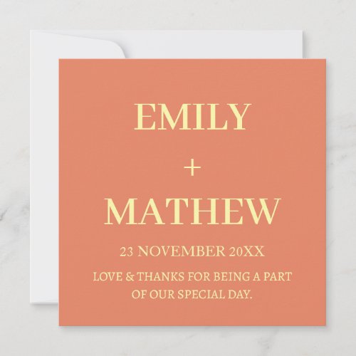 STYLISH MODERN CUSTOMIZED NAME WEDDING THANK YOU INVITATION