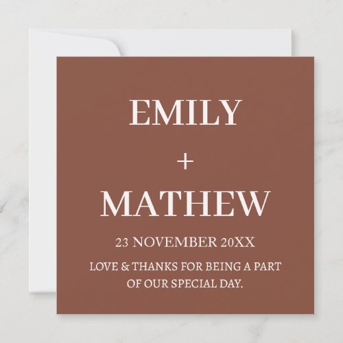 STYLISH MODERN CUSTOMIZED NAME WEDDING THANK YOU INVITATION
