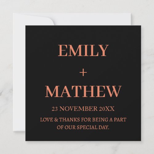 STYLISH MODERN CUSTOMIZED NAME WEDDING THANK YOU INVITATION