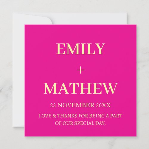 STYLISH MODERN CUSTOMIZED NAME WEDDING THANK YOU INVITATION