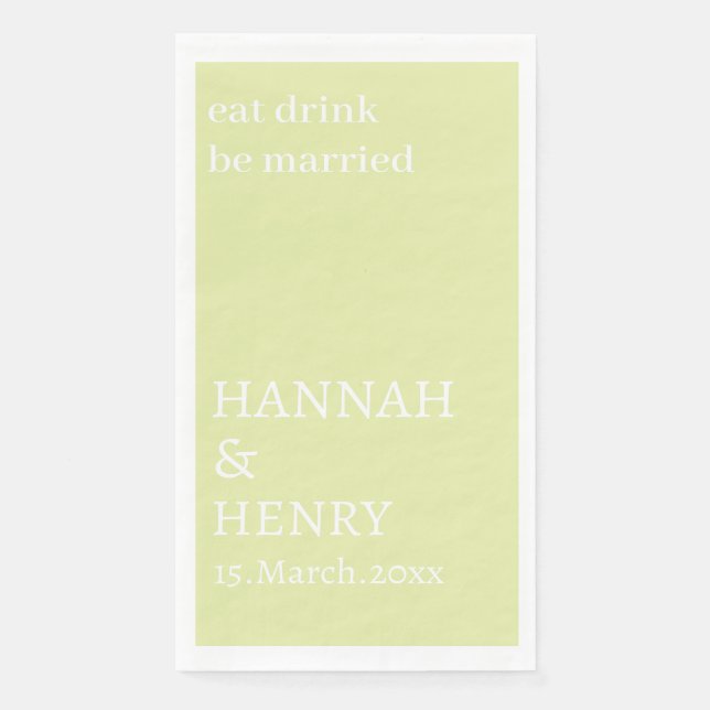 STYLISH MODERN CUSTOMIZED SCRIPT CREAM WEDDING  PAPER GUEST TOWELS (Front)