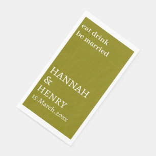 STYLISH MODERN CUSTOMIZED SCRIPT OLIVE WEDDING PAPER GUEST TOWELS