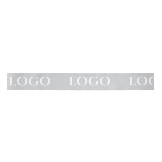 STYLISH MODERN CUSTOMIZED YOUR LOGO MINIMAL GREY SATIN RIBBON (Front)