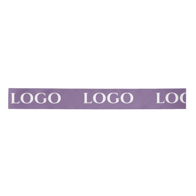 STYLISH MODERN CUSTOMIZED YOUR LOGO MINIMAL PURPLE SATIN RIBBON (Front)