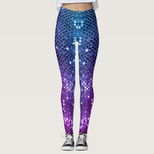 Stylish Modern Deep Purple Sparkling Glitter Glam Leggings