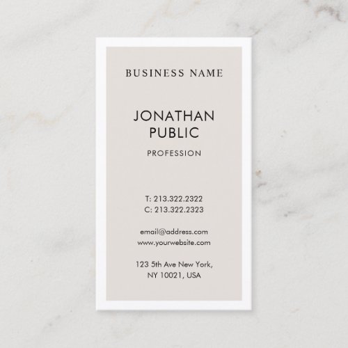 Stylish Modern Design Clean Plain Professional Business Card