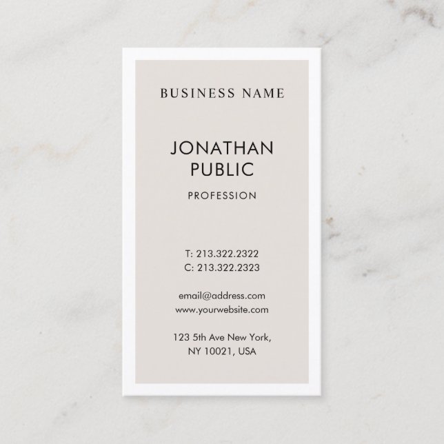 Stylish Modern Design Clean Plain Professional Business Card (Front)