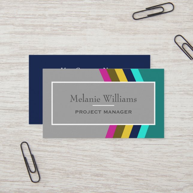 Stylish Modern Dynamic Geometric Business Card (Front/Back In Situ)