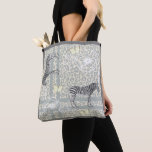 Stylish Modern Eclectic Chic Antique White Gray Tote Bag<br><div class="desc">Stylish and modern tote bag features a chic bohemian eclectic design with zebras,  butterflies,  leopard print and floral outline in antique white and gray and an elegant black and white check pattern border. Exclusively designed for you by Happy Dolphin Studio.</div>
