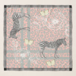 Stylish Modern Eclectic Chic Pastel Pink Gray Scarf<br><div class="desc">Stylish and modern chiffon scarf features a chic bohemian eclectic design with zebras,  butterflies,  leopard print and floral outline in pastel pink and gray and an elegant black and white check pattern border. Exclusively designed for you by Happy Dolphin Studio.</div>