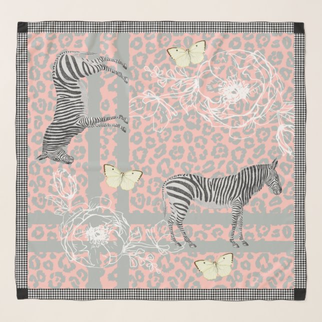 Stylish Modern Eclectic Chic Pastel Pink Gray Scarf (Front)