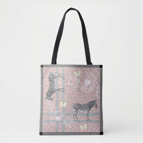 Stylish Modern Eclectic Chic Pastel Pink Gray Tote Bag