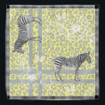 Stylish Modern Eclectic Chic Pastel Yellow Bandana<br><div class="desc">Stylish and modern chiffon bandana features a chic bohemian eclectic design with zebras,  butterflies,  leopard print and floral outline in pastel yellow and gray and an elegant black and white check pattern border. Exclusively designed for you by Happy Dolphin Studio.</div>