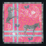 Stylish Modern Eclectic Chic Pink Orange Blue Band Bandana<br><div class="desc">Stylish and modern chiffon bandana features a chic bohemian eclectic design with zebras,  butterflies,  leopard print and floral outline in fluo pink,  orange and blue and an elegant black and white check pattern border. Exclusively designed for you by Happy Dolphin Studio.</div>