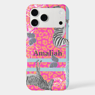 Stylish Modern Eclectic Fluo Pink Orange Blue iPhone 17 Pro Max Case