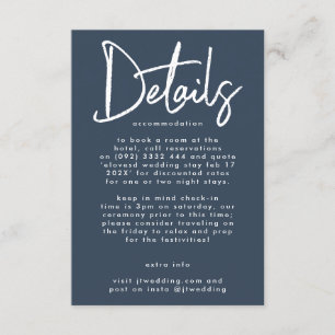 Stylish Modern Editable Premium Navy Blue Wedding Enclosure Card