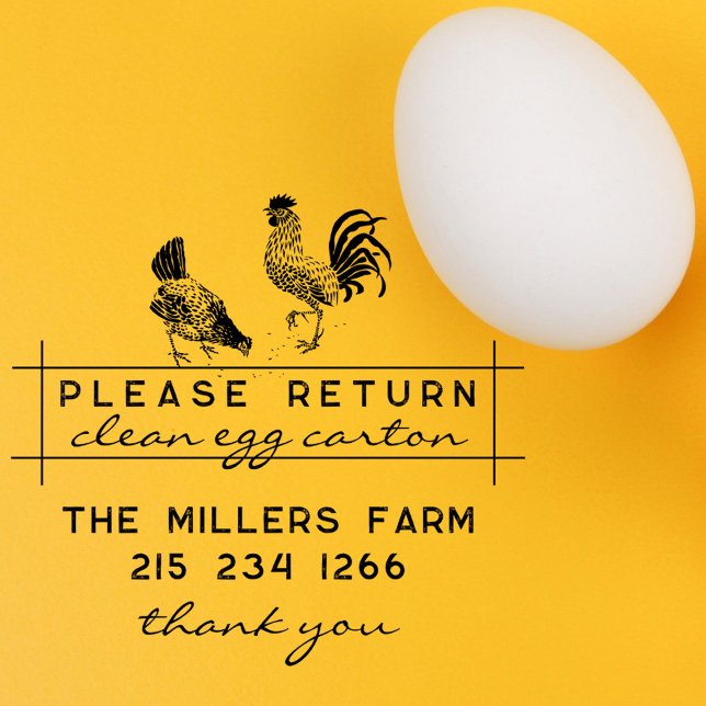 Stylish Modern Egg Carton Return Farm Info Self-inking Stamp (Creator Uploaded)