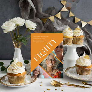 Stylish Modern Eighty 80th Birthday 3 Photo Invitation