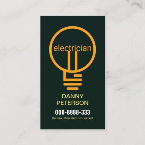 Stylish Modern Electrician Bulb Filament Business Card