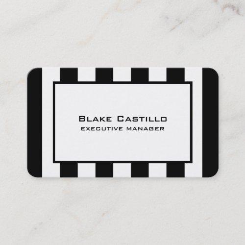 Stylish Modern Elegant Black White Striped Business Card